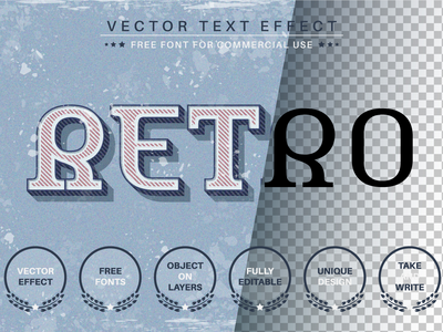 经典复古 - 可编辑的文字效果，字体样式(Classic Retro - Editable Text Effect, Font Style)