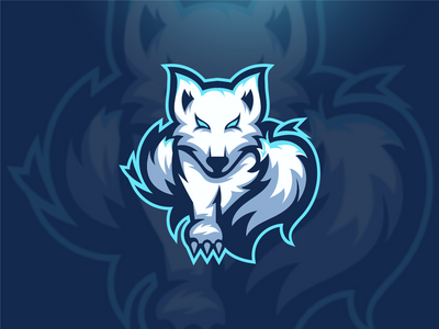 白狼吉祥物标志模板(White Wolf Mascot Logo Template)