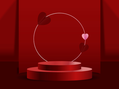 用于产品展示或放置的 3d 情人节讲台场景(3d valentine podium scene for product display or placement)