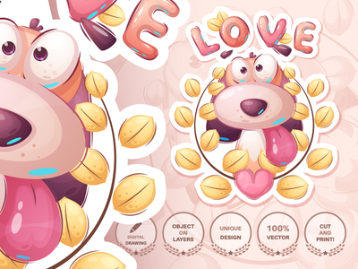 狗，小狗卡通人物-无缝模式(Dog, puppy cartoon character - seamless pattern)