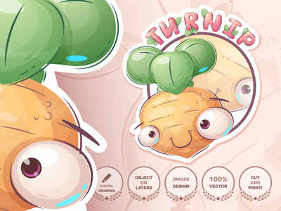 卡通人物清新健康萝卜(Cartoon character fresh and healthy turnip)