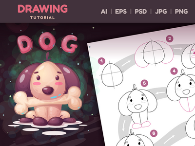 如何一步一步画狗：绘画课(How to Draw Dog Step by Step: Drawing lesson)