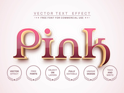 粉红金-可编辑的文字效果，字体样式。(Pink gold - editable text effect,  font style.)