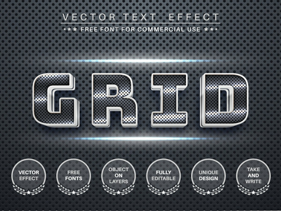 金属网格 - 可编辑的文本效果、字体样式(Metal grid - editable text effect,  font style)