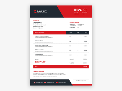 最小的商业发票模板设计(Minimal business invoice template design)