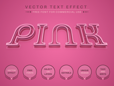 粉红色笔划 - 可编辑的文本效果、字体样式(Pink stroke - editable text effect, font style)