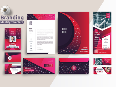 现代企业品牌标识文具模板(Modern Corporate Branding Identity Stationery Template)