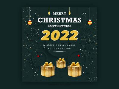 圣诞快乐新年社交媒体帖子模板(Christmas happy new year social media post template)