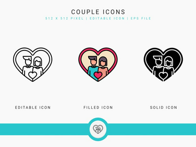 几个图标设置矢量图和实线图标线条样式(Couple icons set vector illustration with solid icon line style)