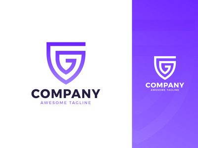 字母 G 和盾牌标志模板(Letter G and Shield Logo Template)