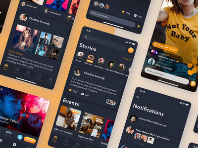 流媒体视频社交移动 UI 概念(Streaming Video Social mobile UI concept)