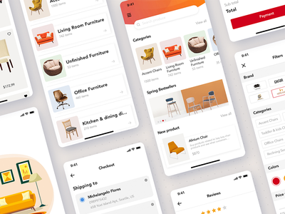 家具店应用程序 UI 概念(Furniture shop app UI Concept)