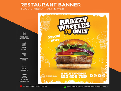 汉堡横幅模板(Burger Banner Template)