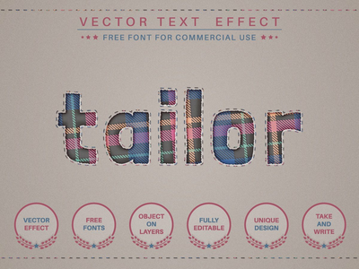 裁缝 - 可编辑的文本效果、字体样式(Tailor - editable text effect,  font style)