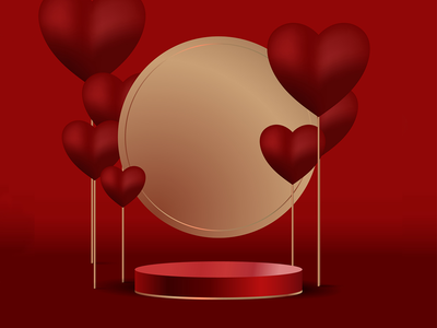 用于产品展示或放置的 3d 情人节讲台场景(3d valentine podium scene for product display or placement)