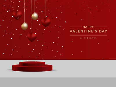 用于产品展示或放置的 3d 情人节讲台场景(3d valentine podium scene for product display or placement)