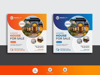 房地产商业机构网页横幅帖子模板(Real estate business agency web banner post template)