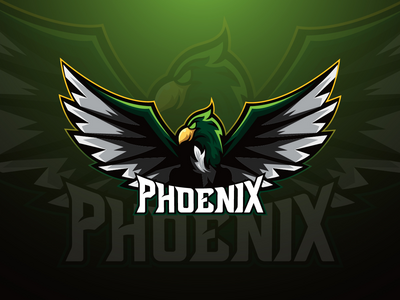 绿色凤凰吉祥物标志(Green Phoenix Mascot Logo)