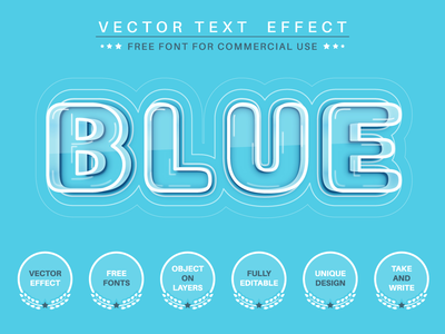 蓝色玻璃 - 可编辑文本效果、字体样式图形插图(Blue glass - Editable Text Effect,  Font Style Graphic Illustration)