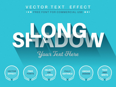 长阴影 - 可编辑的文字效果，字体样式。矢量公司标志样机。(Long shadow - editable text effect,  font style. Vector company logo mockup.)
