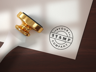 橡皮戳标志-样机模板(Rubber stamp logo - mockup template)