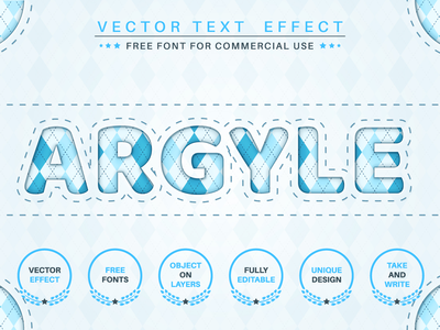 Argyle - 可编辑的文本效果，字体样式。(Argyle - editable text effect,  font style.)