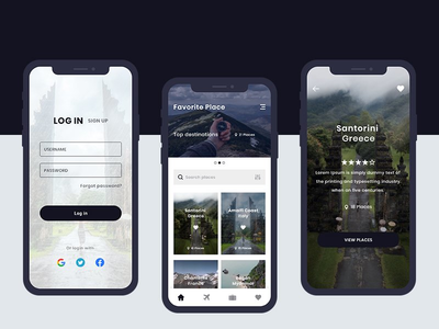 最喜欢的地方和旅游应用程序用户界面(Favorite Place &  Travel App UI)