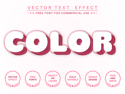 切粉色 - 可编辑的文本效果、字体样式(Cut pink - editable text effect,  font style)