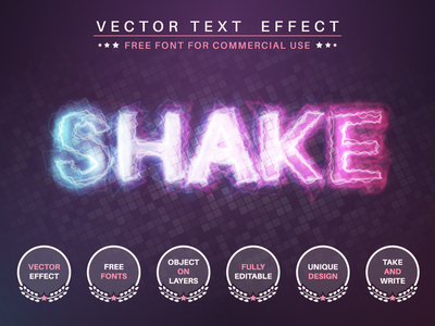 震动闪电 - 可编辑的文字效果、字体样式(Shake lightning - editable text effect, font style)
