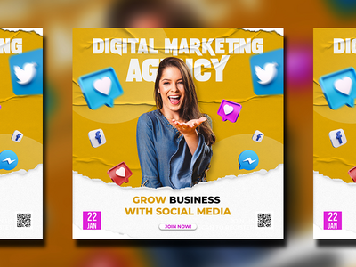 社交媒体营销网络研讨会 instagram 帖子模板(Social media marketing webinar instagram post template)