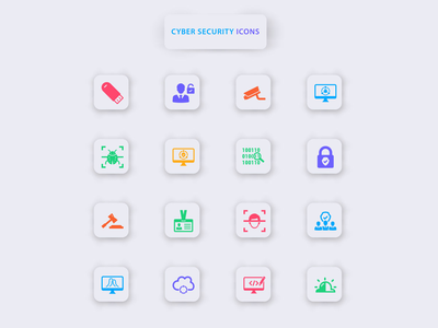网络安全彩色图标！(Cyber Security Colorful icons!)