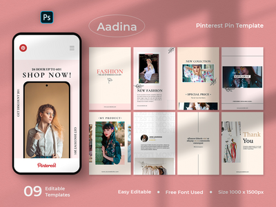 Aadina - 时尚 Pinterest Pin 模板(Aadina - Fashion Pinterest Pin Template)