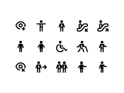 像素完美可访问性图标集矢量隔离(Pixel perfect accessibility icon set vector isolated)