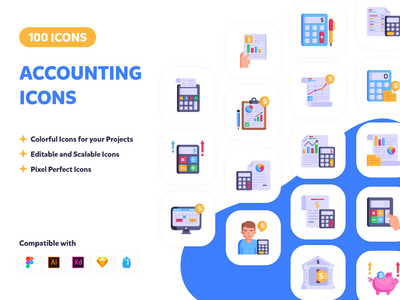 100 会计图标-矢量设计(100 Accounting Icons - Vector Designs)