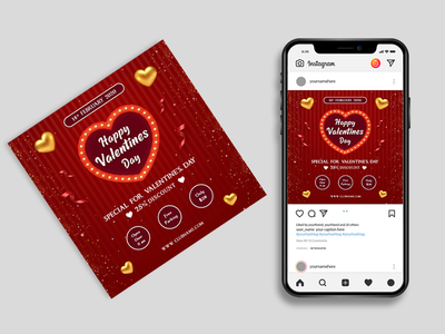 情人节社交媒体帖子设计(Valentines Day Social Media Post Design)