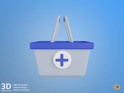 添加到购物篮 - 电子商务 3D 插图(Add to Basket - E-Commerce 3D Illustration)