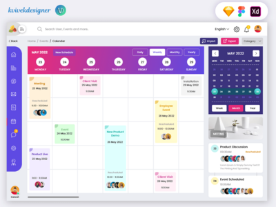 管理员仪表板日历计划页面 Web UI 模板(Admin Dashboard Calendar Schedule Page Web UI Template)