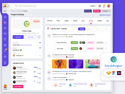 管理项目活动仪表板页面 Web UI 模板(Admin Project Activity Dashboard Page Web UI Template)