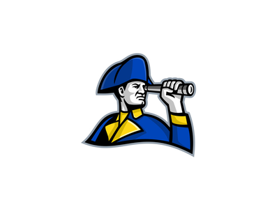 有望远镜吉祥物的英国海军上将(British Admiral With Telescope Mascot)