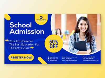 录取社交媒体横幅模板设计(Admission Social Media Banner Template Design)