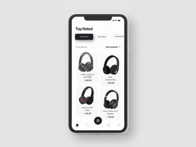耳机电子商务应用程序概念(Headphone Ecommerce App Concept)