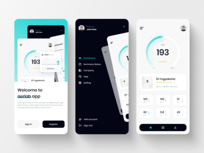 Aerlab - 空气质量指数检查器应用程序 UI 套件模板(Aerlab - Air Quality Index Checker App UI Kits Template)