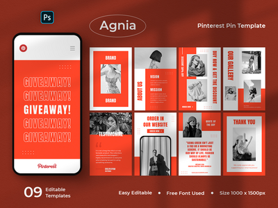 Agnia - 时尚 Pinterest Pin 模板(Agnia - Fashion Pinterest Pin Template)
