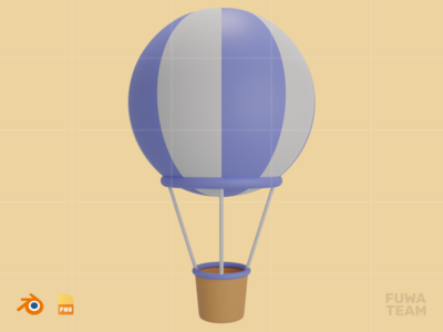 气球 - 3D旅游度假插画包（正面）(Air Balloon - 3D Travel & Holiday Illustration Pack (front))
