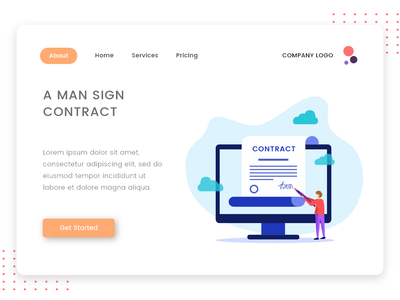 一个人签署合同矢量图(A man sign contract vector illustration)