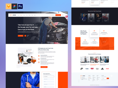 汽车维修和服务登陆页面(Car Repair and Services Landing Page)