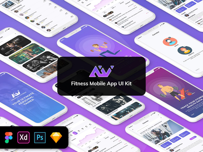 Amerivex-Fitness 移动应用程序 UI 套件(Amerivex-Fitness Mobile App UI Kit)