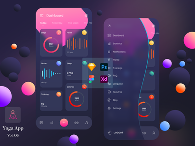 瑜伽应用程序概念-仪表板(Yoga App Concept - Dashboard)
