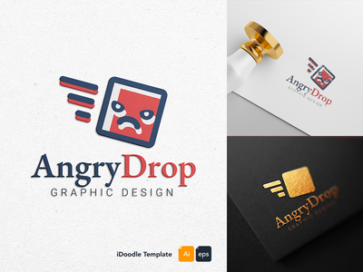 愤怒滴标志模板(Angry Drop logo template)