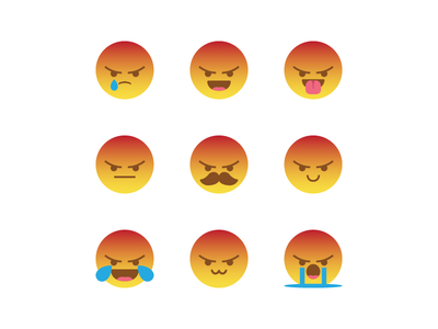 愤怒的愤怒疯狂反应模因编译图标集矢量(Angry rage mad reaction meme compilation icon set vector)